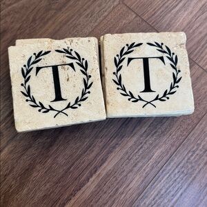 “T” stone coasters